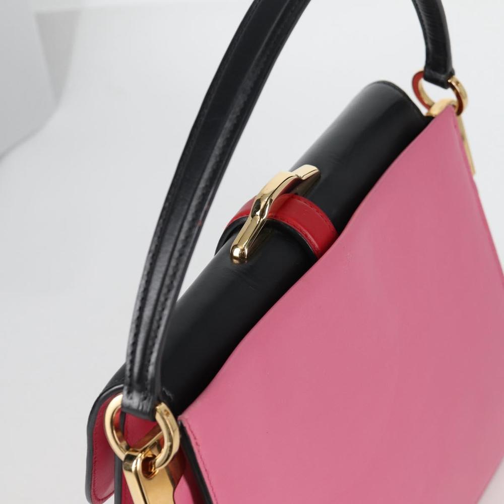PRADA Bell Hand Bag Leather 2way Pink Gold Auth 141818M - Picture 6 of 16